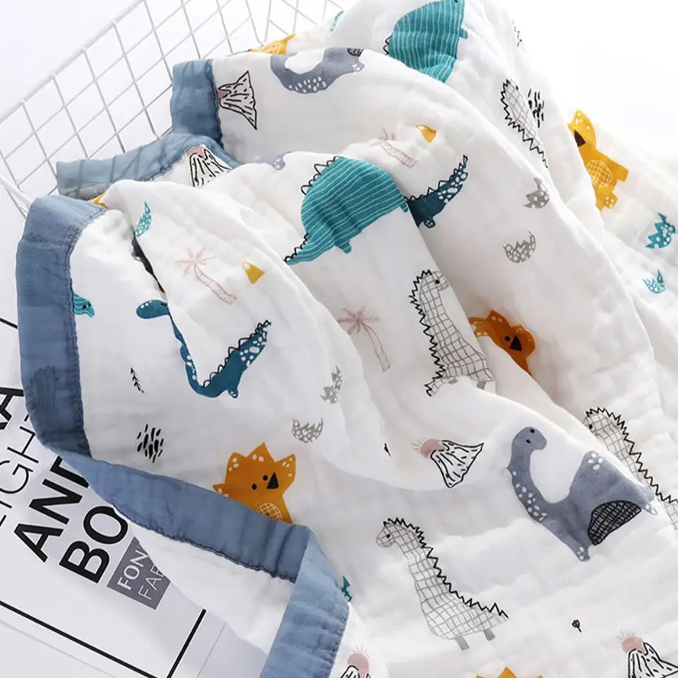 Couvertures pour bébé 6 couches 100% gaze de coton, enveloppe respirante pour bébé, douce et absorbante, couverture d'emmaillotage pour nouveau-né, serviette de bain pour bébé de dessin animé