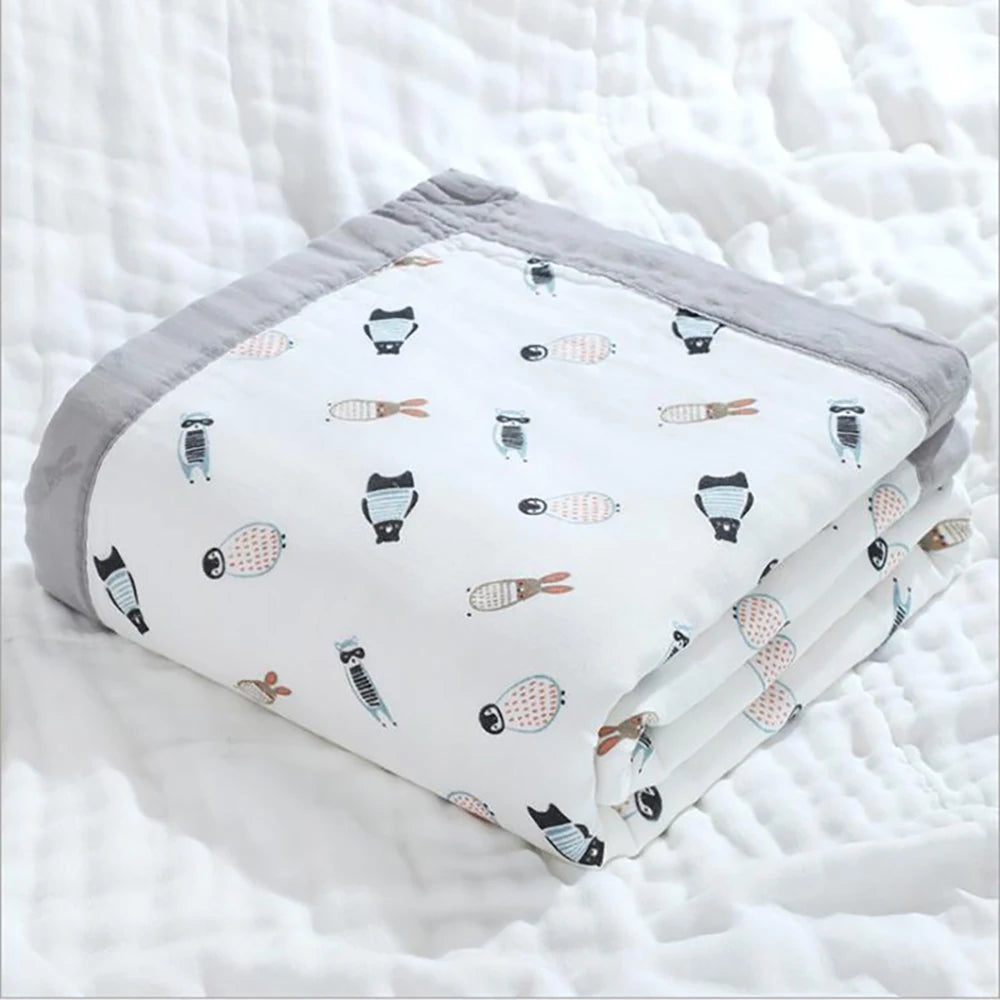 Couvertures pour bébé 6 couches 100% gaze de coton, enveloppe respirante pour bébé, douce et absorbante, couverture d'emmaillotage pour nouveau-né, serviette de bain pour bébé de dessin animé