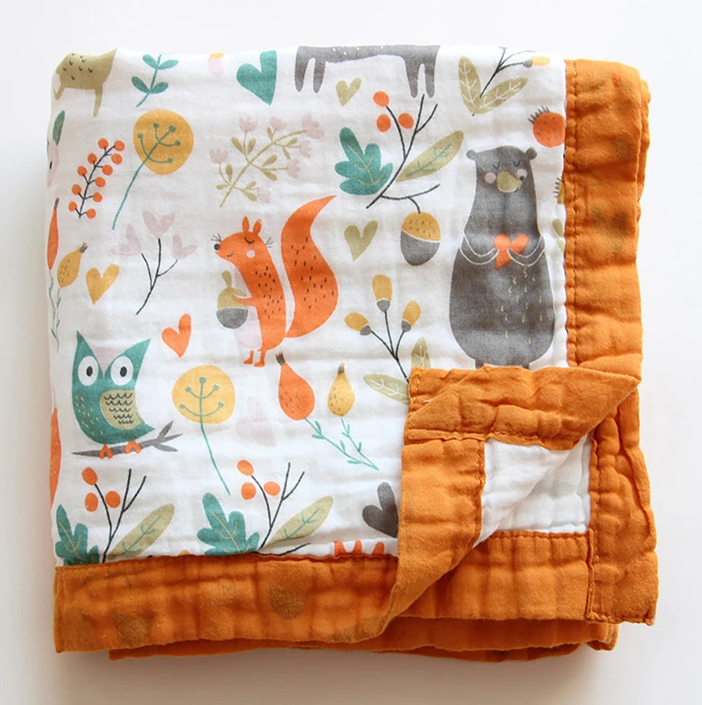 Couvertures pour bébé 6 couches 100% gaze de coton, enveloppe respirante pour bébé, douce et absorbante, couverture d'emmaillotage pour nouveau-né, serviette de bain pour bébé de dessin animé