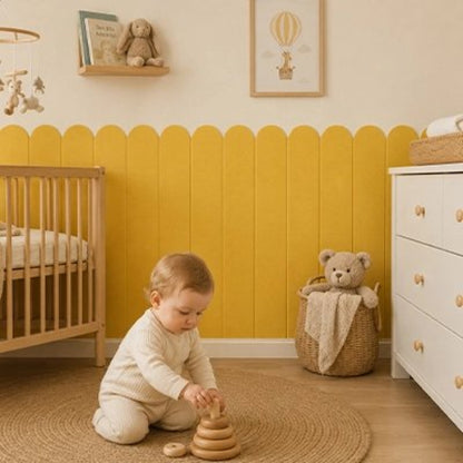 Sticker mural chambre bébé jaune effet vagues doux
