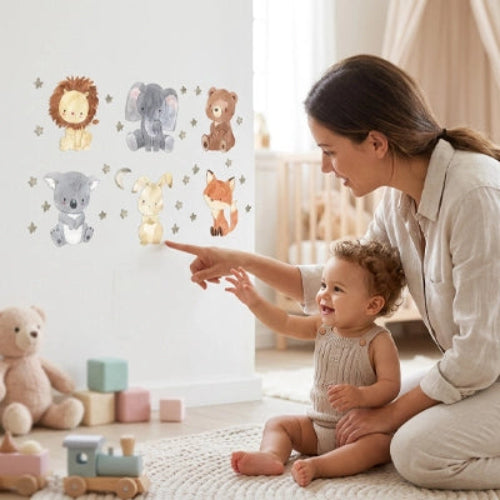 Sticker repositionnable chambre bébé animaux