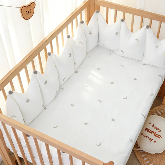 Tour de lit bébé blanc couronne étoilée 200 cm sur deux côtés du lit