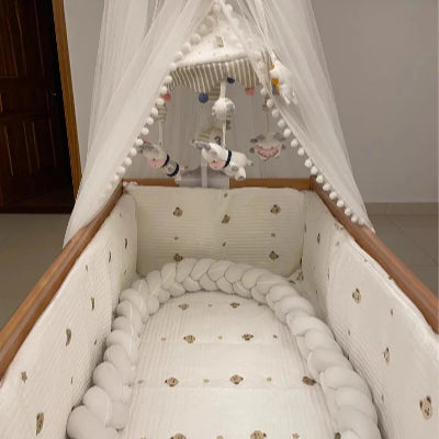 Tour de lit bébé pare-chocs tresse blanc