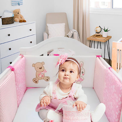 Tour de lit bébé rose avec coussinets détachables