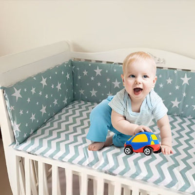 Tour de lit bébé bleu étoile rayée