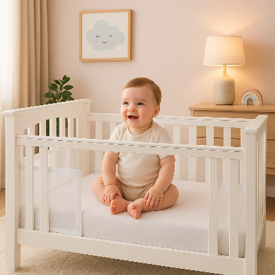 Tour de lit bébé respirant blanc