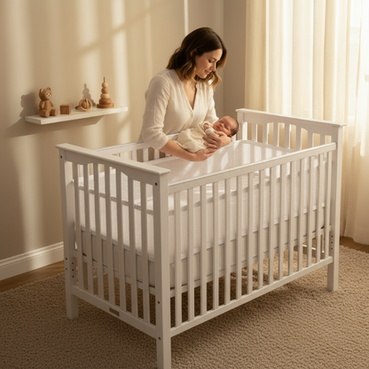 Tour de lit respirant blanc maman bébé