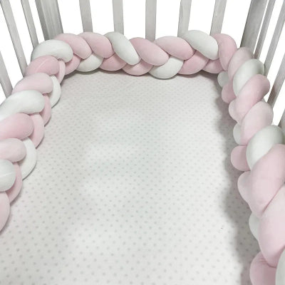 Tresse de lit bebe 3 brins rose blanc
