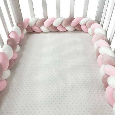 Tresse de lit pour bébé rose poudré Blanc ivoire taupe clair