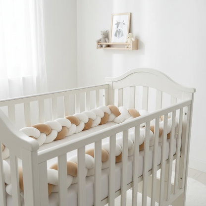 Tresse tour de lit bébé beige blanc 