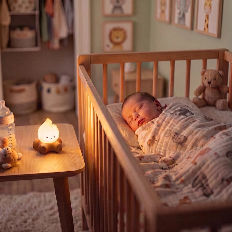 Veilleuse bébé bruit blanc près du lit