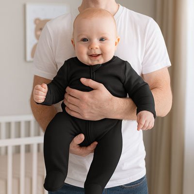 Adulte portant un bébé en pyjama bebe​ 