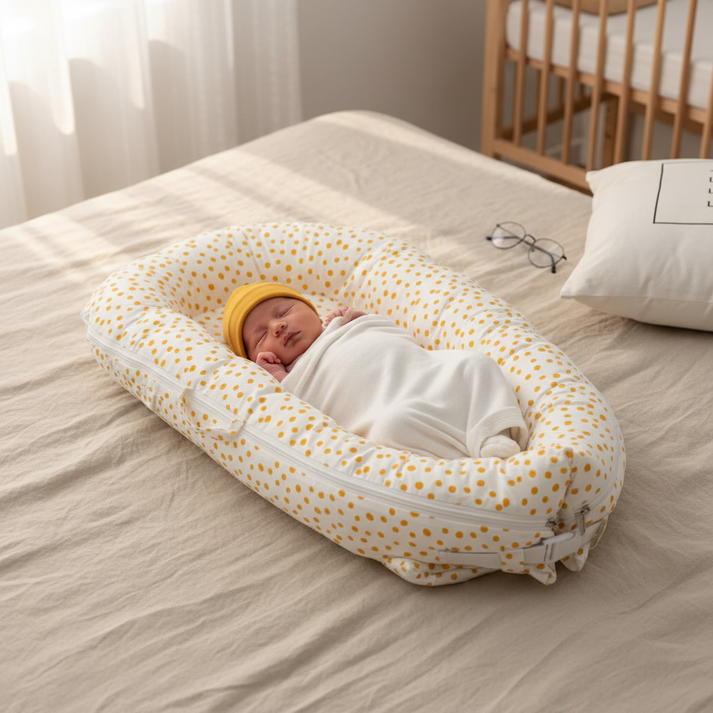 Bébé dormant dans réducteur pois moutarde