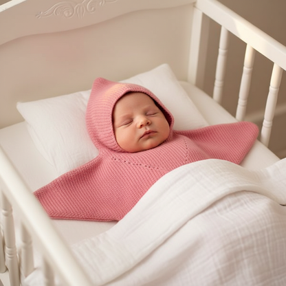 Bébé qui dort dans couverture étoile rose
