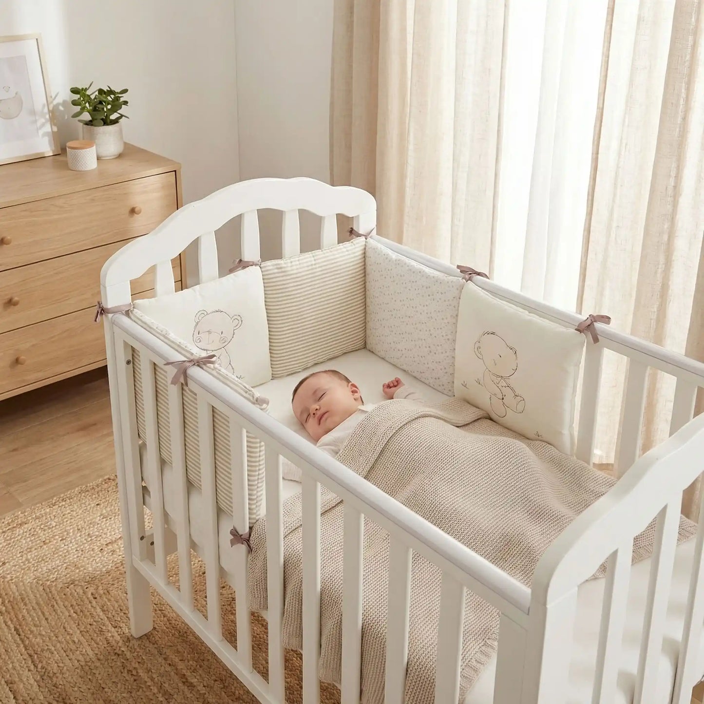 Tour de lit complet bébé – ourson beige