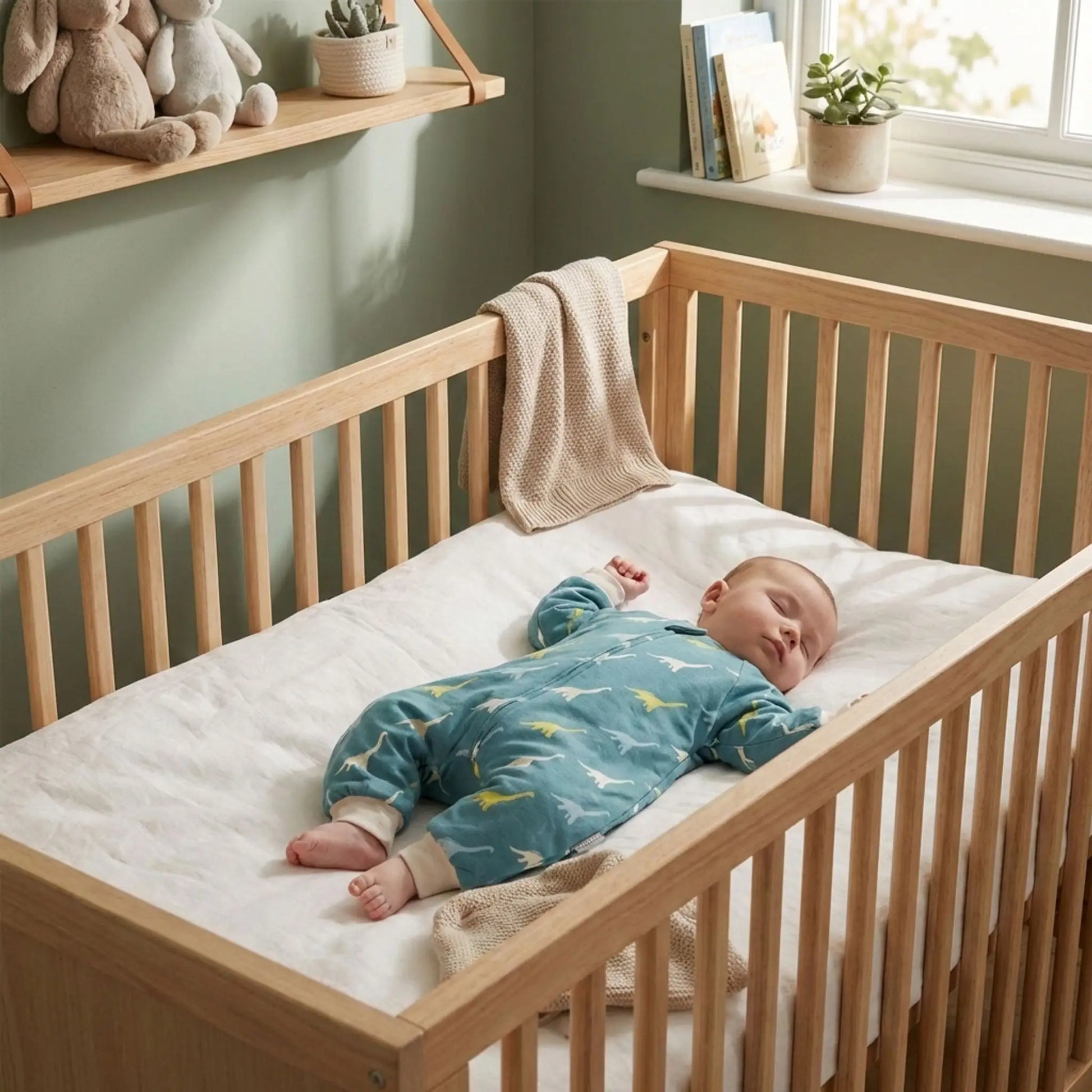 Bébé endormi portant une gigoteuse a pied pour hiver en coton