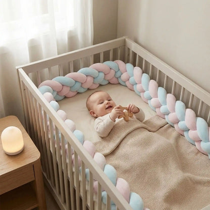 bebe-eveille-dans-son-lit-avec-tour-de-lit-tresse