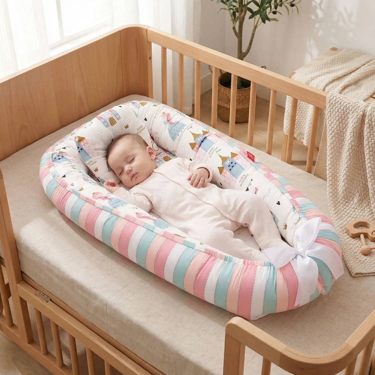 bebe-qui-dort-avec-un-reducteur-de-lit-evolutif-rose