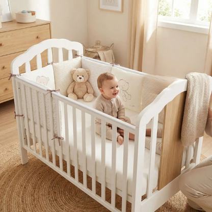Tour de lit complet bébé – ourson beige