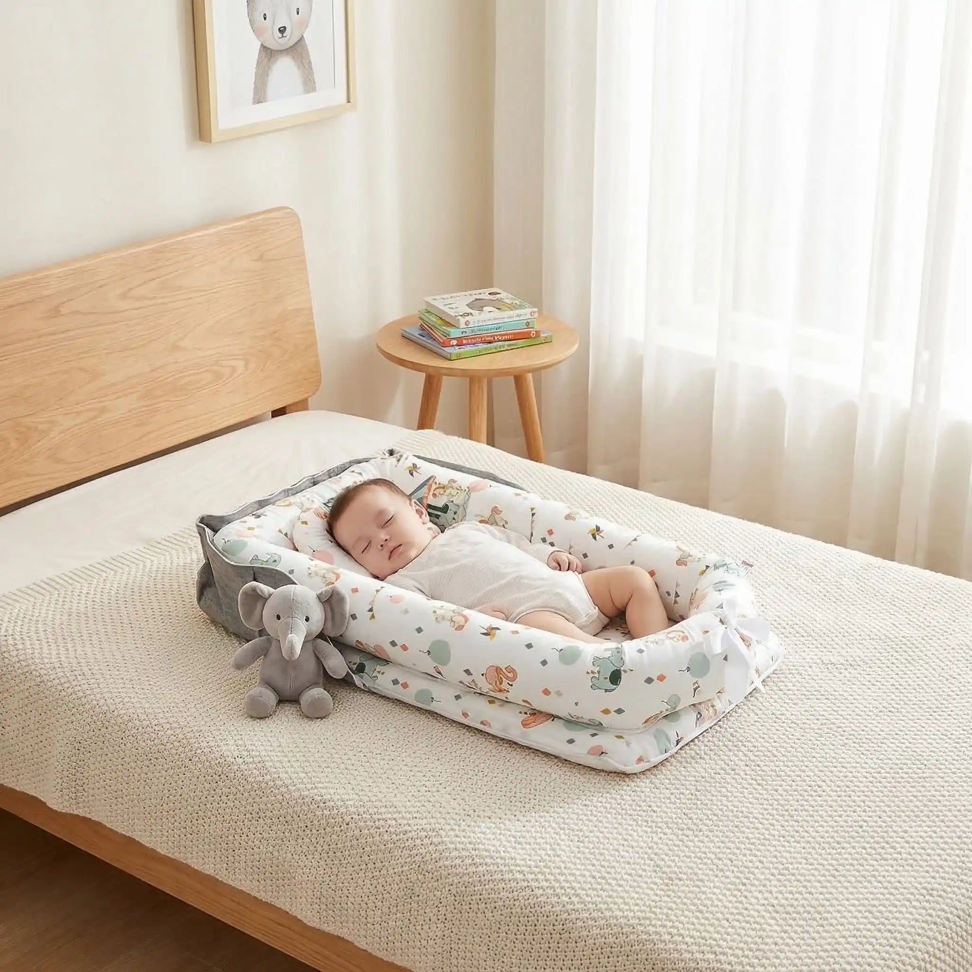 bébé endormi dans réducteur de lit évolutif
