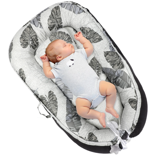 réducteur de lit respirant bébé – cocon motif feuilles