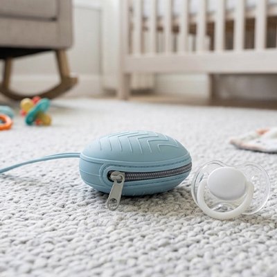 Boite a tetine en silicone bleu portable: