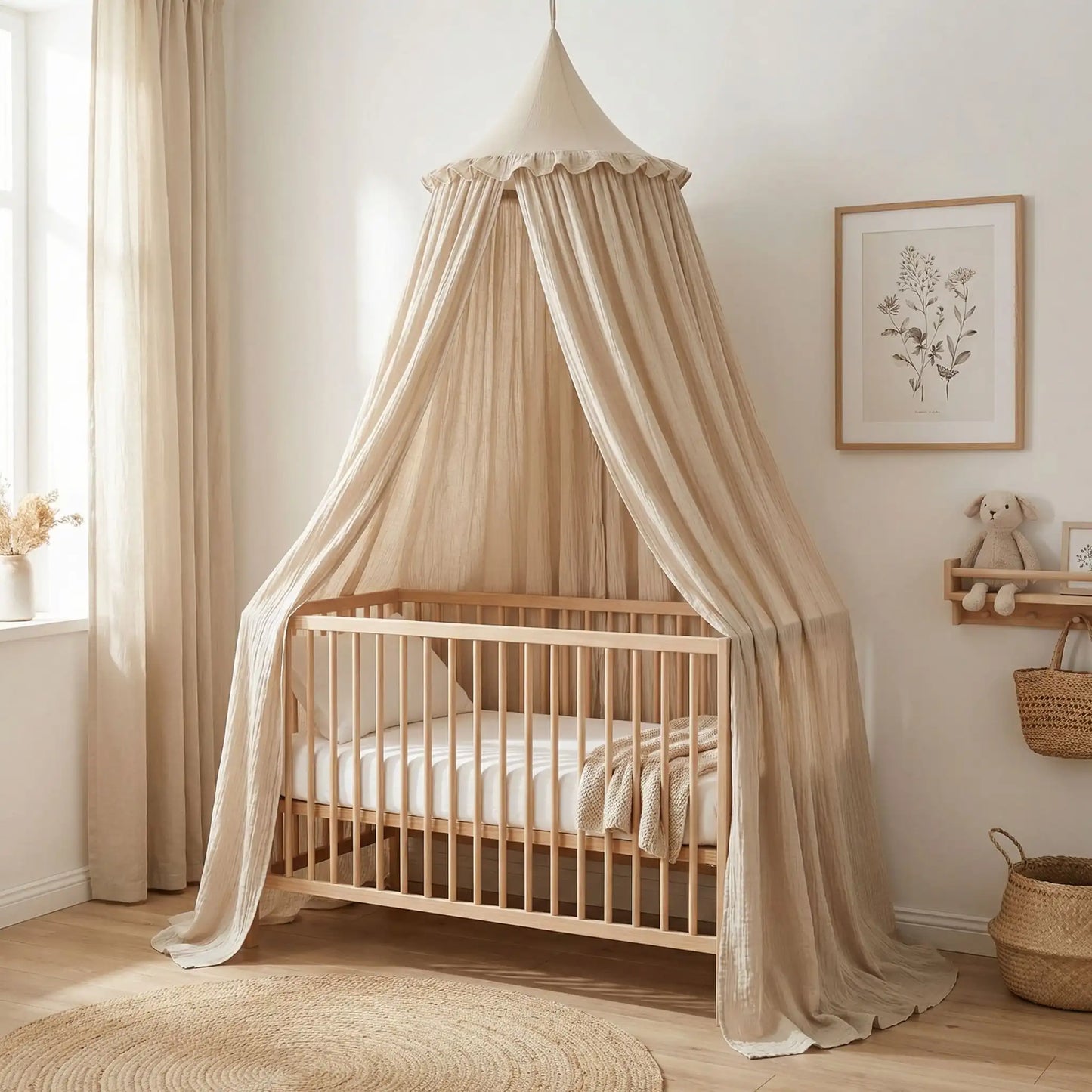 ciel-de-lit-bebe-beige-coton-respirant-respirant-anti-allergique