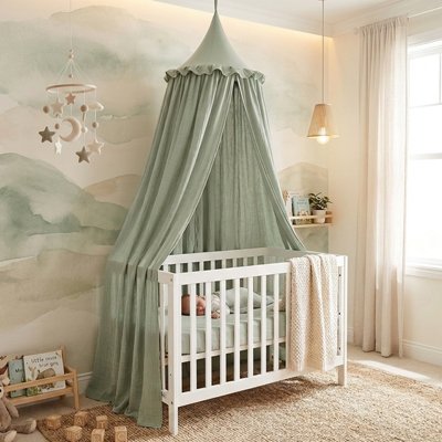 Ciel de lit vert en coton