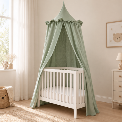 ciel de lit enfant vert chambre bébé naturelle