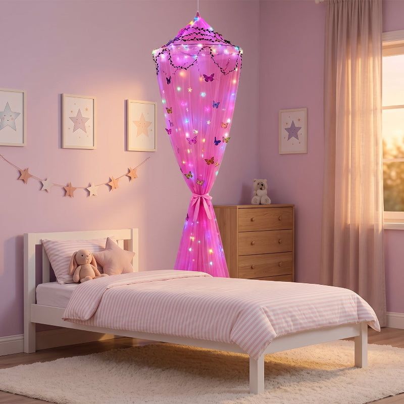 ciel de lit lumineux rose 