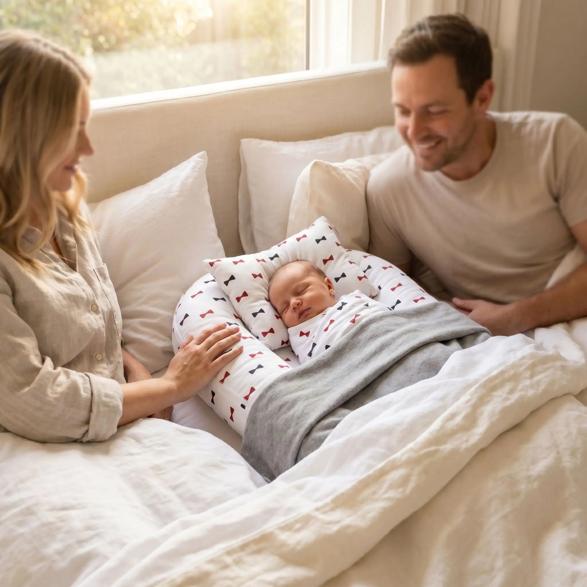 cocon de sommeil bebe motif géométrique avec couette