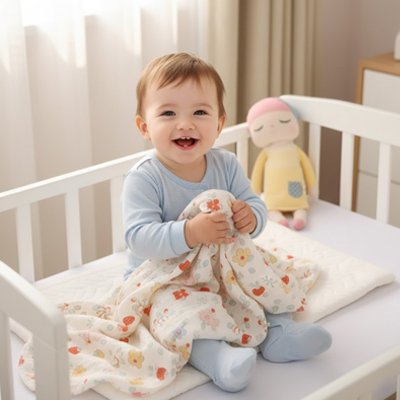 Couverture bébé  en mousseline de coton
