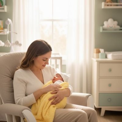 Couverture bébé jaune douce pour allaitement et repos