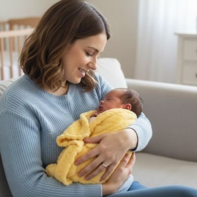 Couverture bébé jaune respirante pour moments câlins