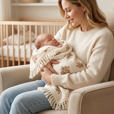 Couverture d'emmaillotage pour bébé 80X65cm