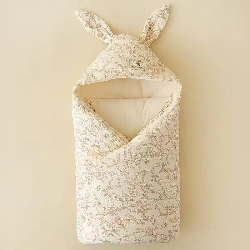 couverture emmaillotage hiver motif lapin