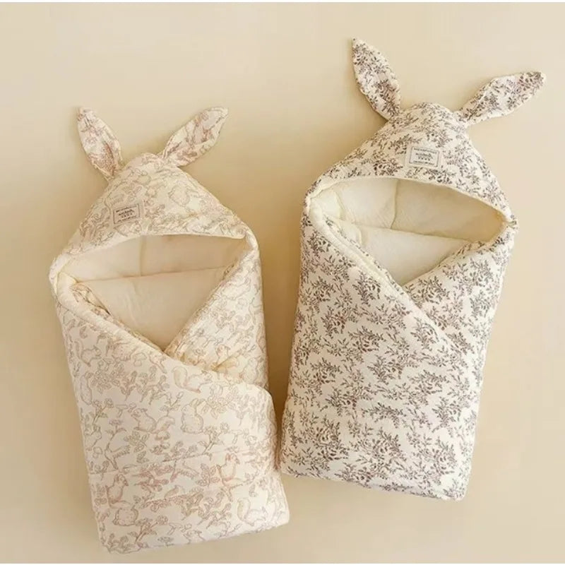 couverture emmaillotage hiver oreilles de lapin