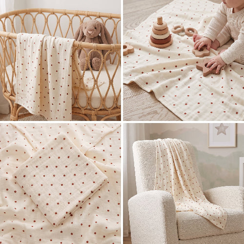 couverture mousseline bébé petits cœurs déco chambre