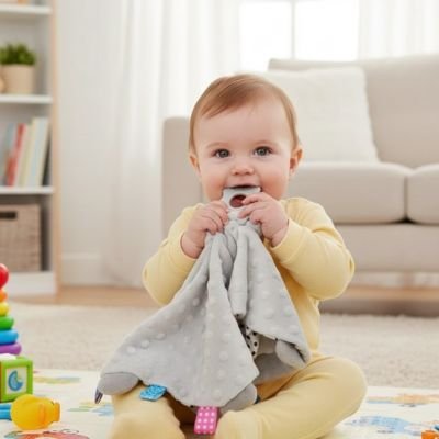Doudou bebe forme éléphant gris