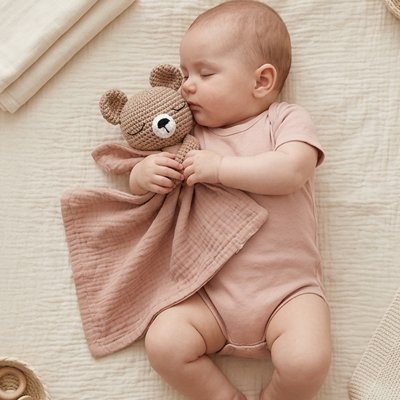 Doudou bebe lapin brique
