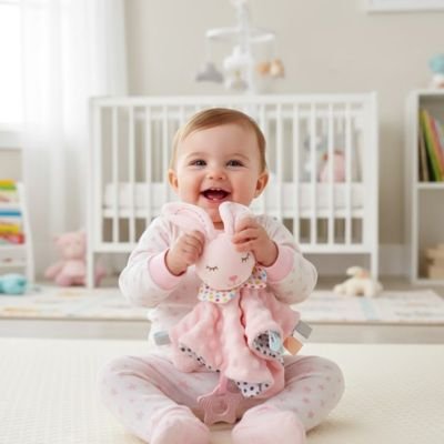 Doudou bebe lapin rose