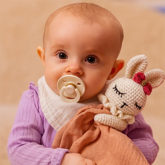 Doudou bebe rose poudre avec tete animal