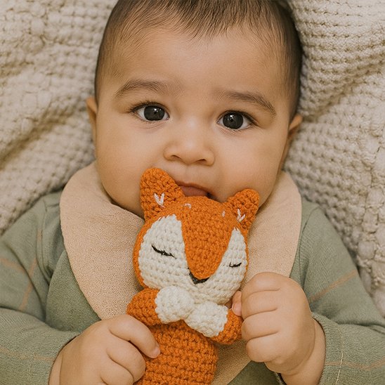 Doudou bebe terracotta tenu par bebe