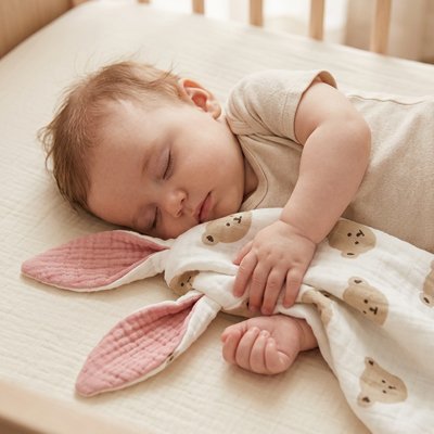 Doudou lapin 30*30 cm tête ourson