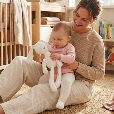 Doudou lapin blanc cassé