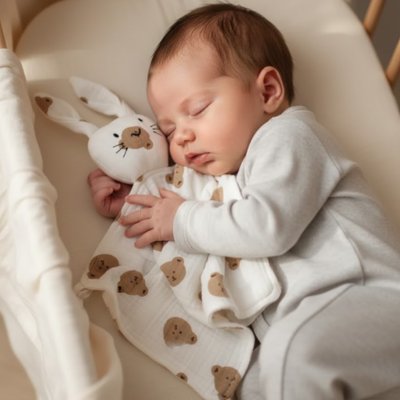 Doudou lapin doux pour sommeil bebe