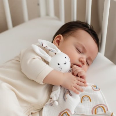 Doudou lapin plat 30x30 cm bebe