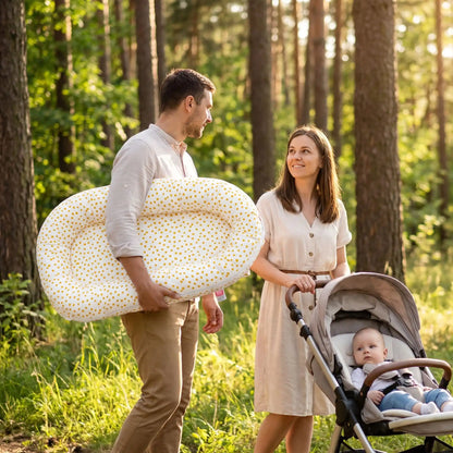 Réducteur de lit bébé respirant jaune et blanc 