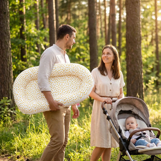 Réducteur de lit bébé respirant jaune et blanc 