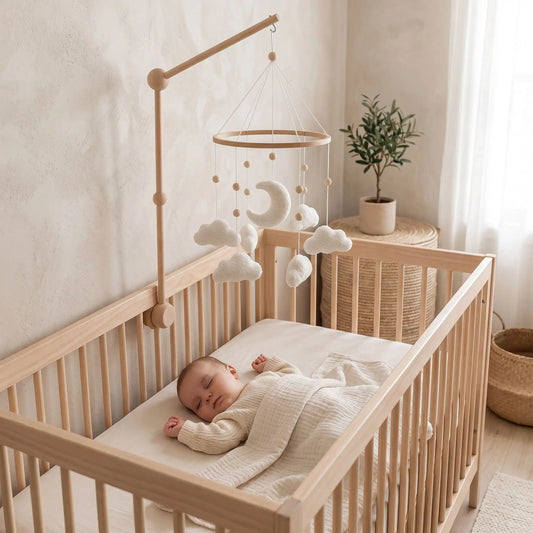 Mobile bébé nuage en feutre fait main – Neutre